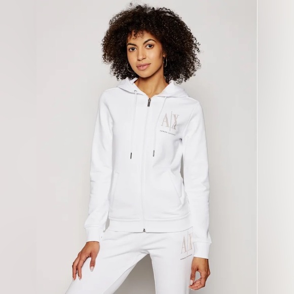 Armani Exchange ICON LOGO ZIP UP HOODED SWEATSHIRT - Picture 4 of 10